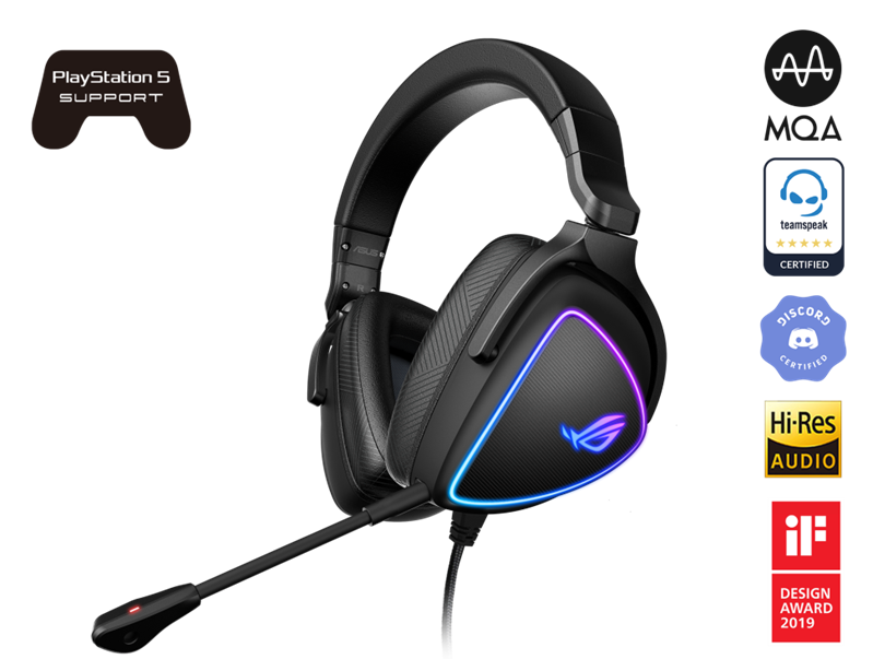 ASUS ROG DELTA S Lightweight USB-C Gaming Headset with AI noise-canceling mic, MQA rendering technology, RGB lighting, PC, Switch & PS5