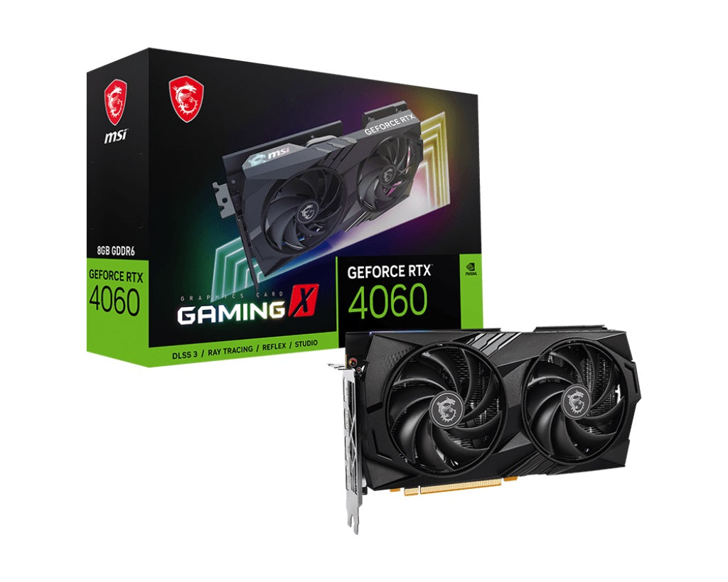 MSI nVidia GeForce RTX 4060 GAMING X 8G Video Card  2595  MHz Boost Clock, 8GB GDDR6,DisplayPort x 3 (v1.4a),HDMI x 1