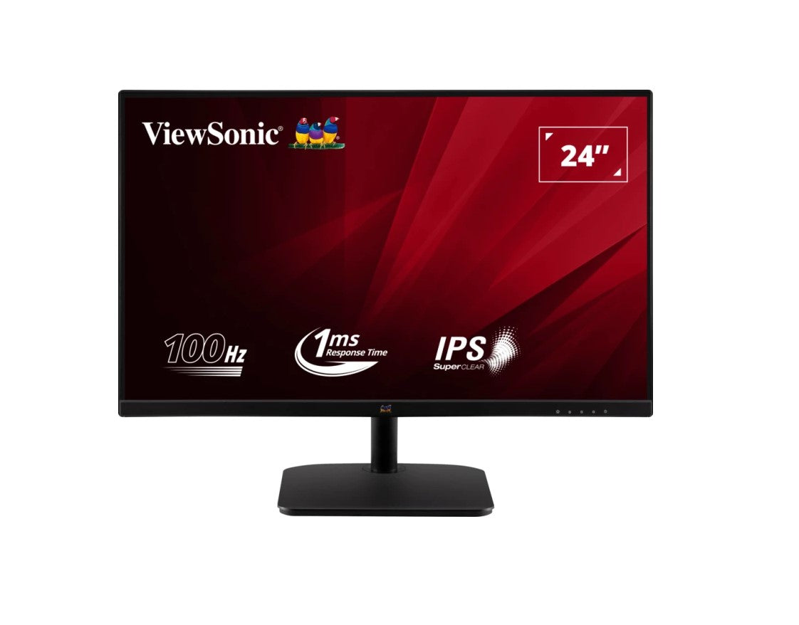 Retail - ViewSonic 24' Office Ultra Thin Bezel + SuperClear IPS, 1ms 100hz, FHD 1080, HDMI, VGA, 3.5 Audio, Multi-View, Eye Care. VESA 75m, Monitor -