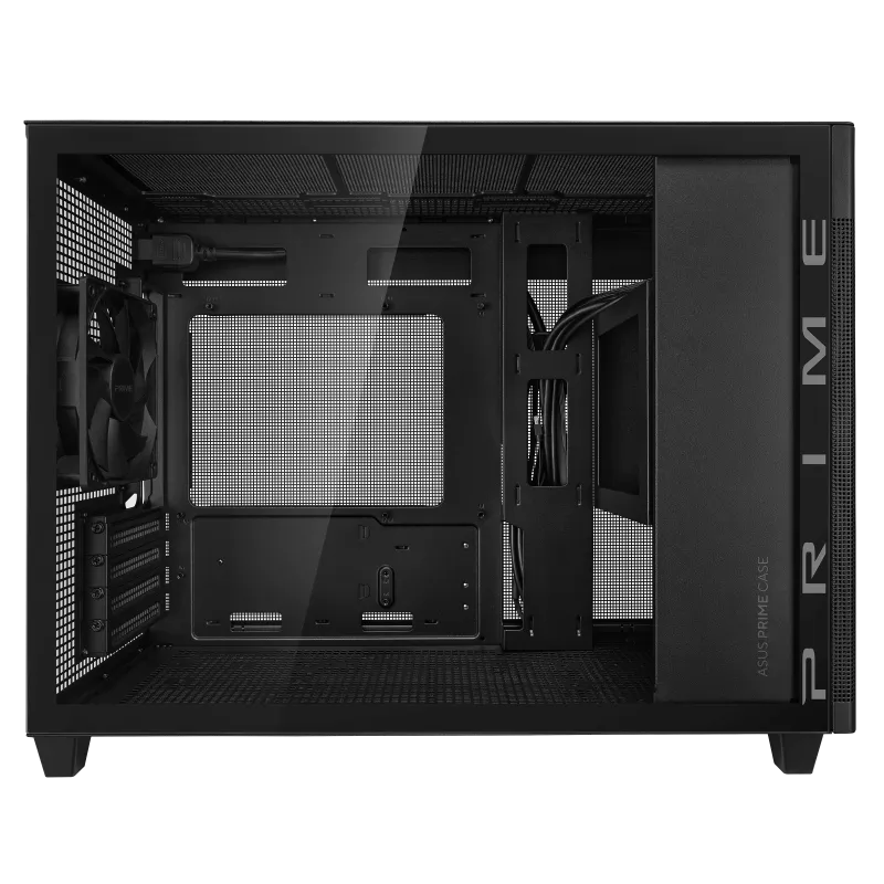 ASUS Prime AP201 Tempered Glass BLACK, MicroATX case with tool-free side panels, support 360 mm coolers, VGA  up to 338 mm ,  standard ATX PSUs