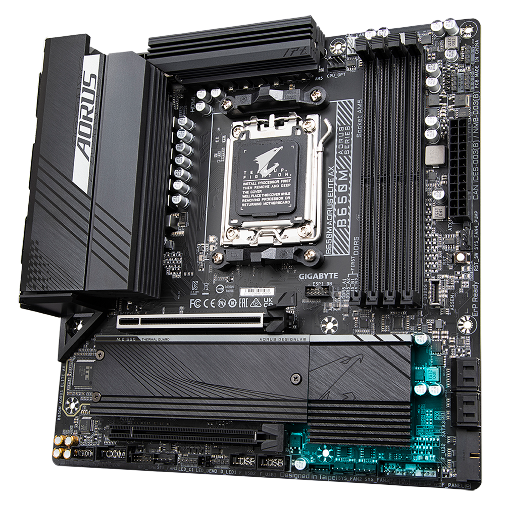 B650M AORUS ELITE AX/AMD AM5/MATX/4x DDR5 up to 192GB/8000MHz/PCIe 4.0 x2/M.2 x2