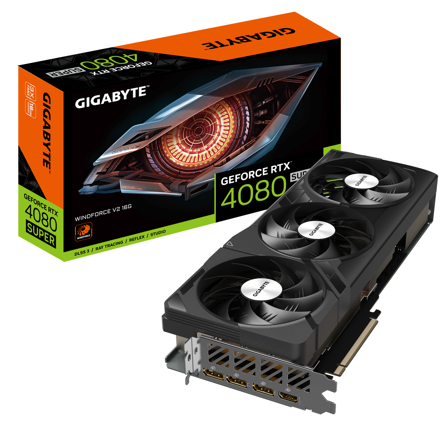 Nvidia GeForce RTX 4080 SUPER WINDFORCE V2 16G GDDR6X 256 bit/2550MHz/PCI-E 4.0/Max Res 7680x4320/3x DP 1.4a & 1x HDMI 2.1a