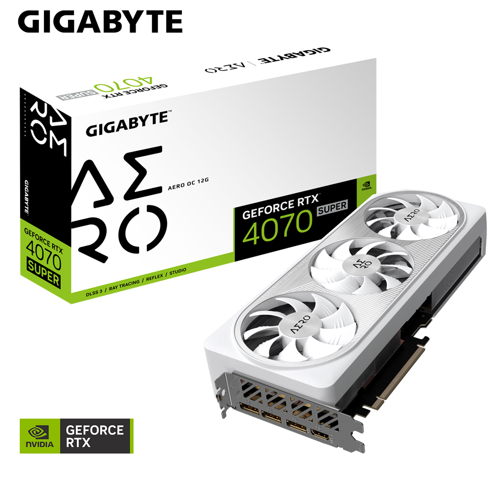 Nvidia GeForce RTX 4070 SUPER AERO OC 12G GDDR6X 192 bit/2565MHz/PCI-E 4.0/Max Res 7680x4320/3x DP 1.4a & 1x HDMI 2.1a