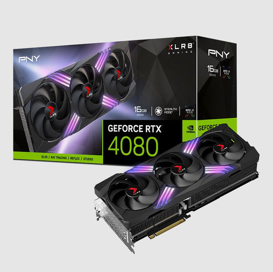 PNY GeForce RTX™ 4080 16GB GDDR6X XLR8 Gaming VERTO™ EPIC-X RGB Triple Fan 9728 Cude Cores 23Gbps 2205/2505 Mhz 3x DP 1x HDMI 2.1