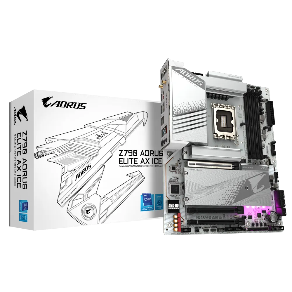 Z790 AORUS ELITE AX ICE/INTEL LGA1700/ATX/4x DDR5 up to 192GB/7600MHz/PCIe 5.0 x1 4.0 x1 3.0 x1/M.2 x4