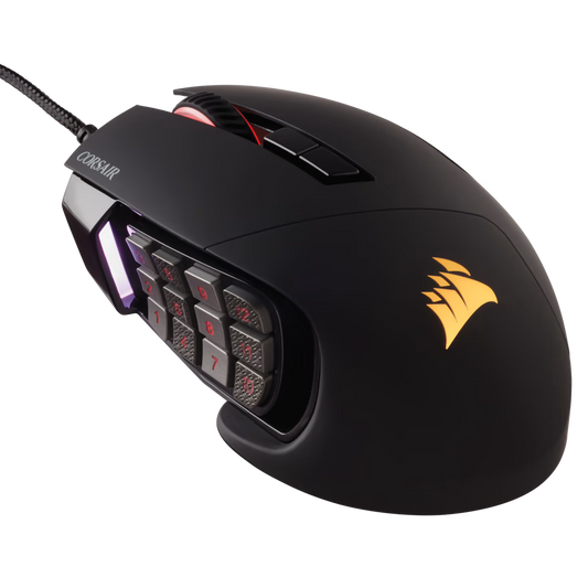 CORSAIR SCIMITAR PRO RGB, MOBA/MMO Gaming Mouse, Black, Backlit RGB LED, 16000 DPI, Optical