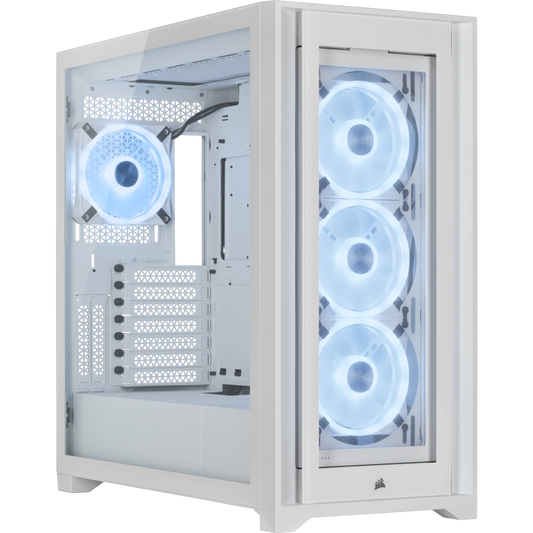 iCUE 5000X RGB QL Edition Tempered Glass Mid-Tower Smart Case, True White