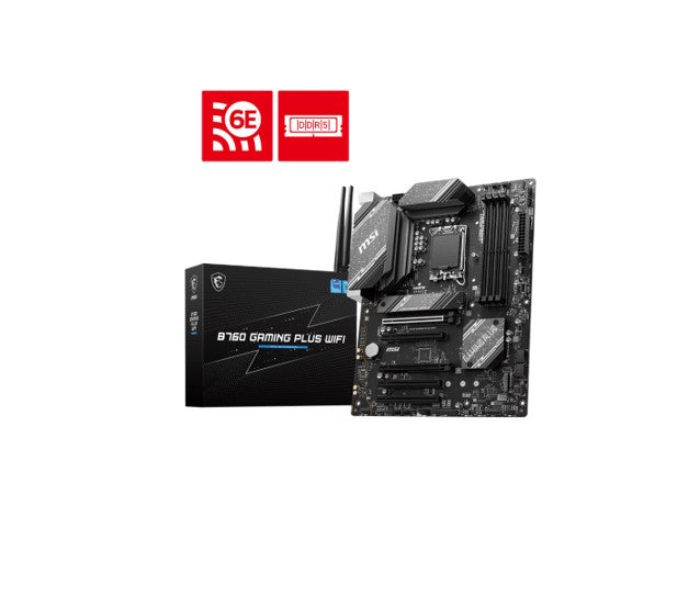 MSI B760 GAMING PLUS WIFI  ATX Motherboard, 4x DDR5~192GB, 5x PCI-E x 16, 2x M.2, 4x SATA, 2x USB 3.2 , 4x USB 2.0  1 USBx C