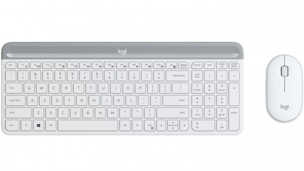 Slim Wireless Keyboard and Mouse Combo MK470 White