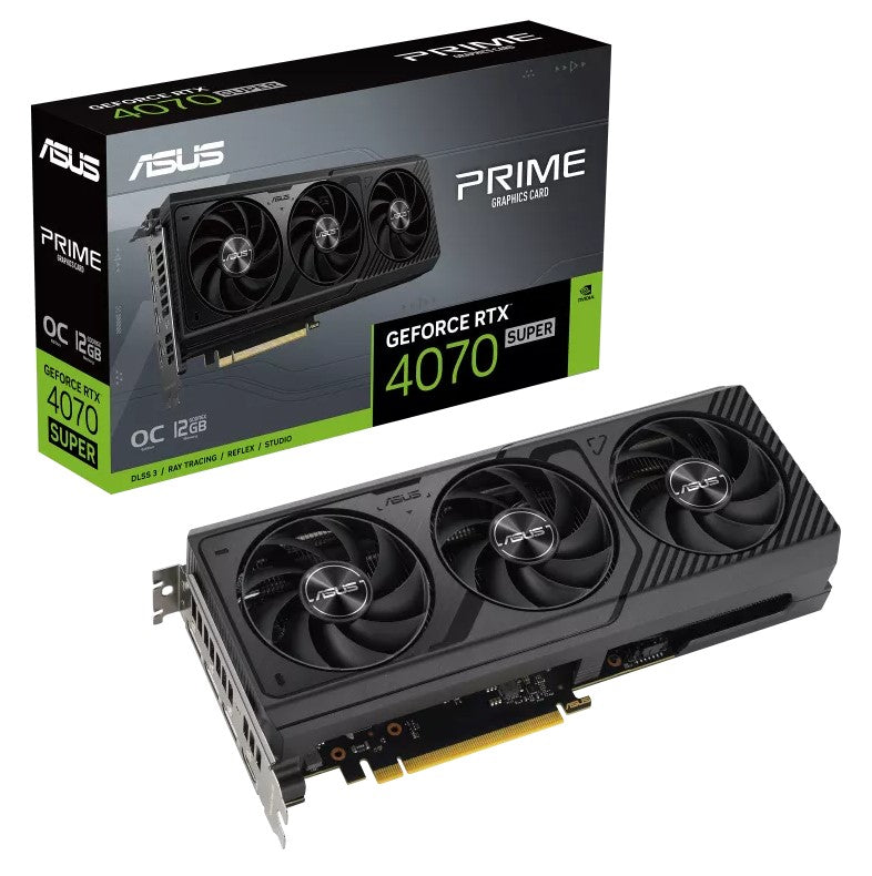 ASUS nVidia GeForce PRIME-RTX4070S-O12G RTX4070 SUPER 12GB GDDR6X OC Edition, AI Performance 578, 2520 MHz Boost Clock, RAM 21Gbps