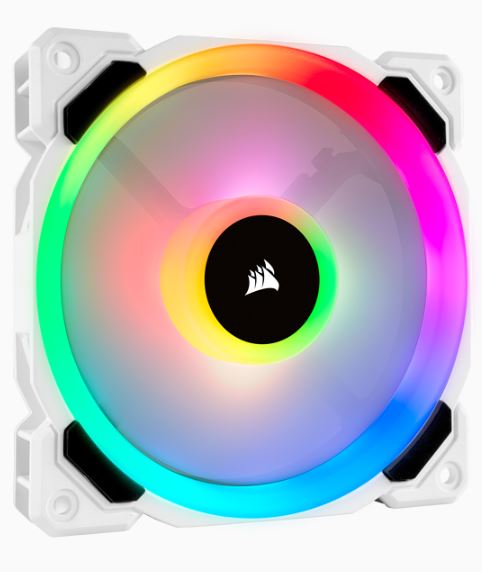 Corsair LL Series, LL120 RGB White, 120mm Dual Light Loop RGB LED PWM Fan, Single Pack