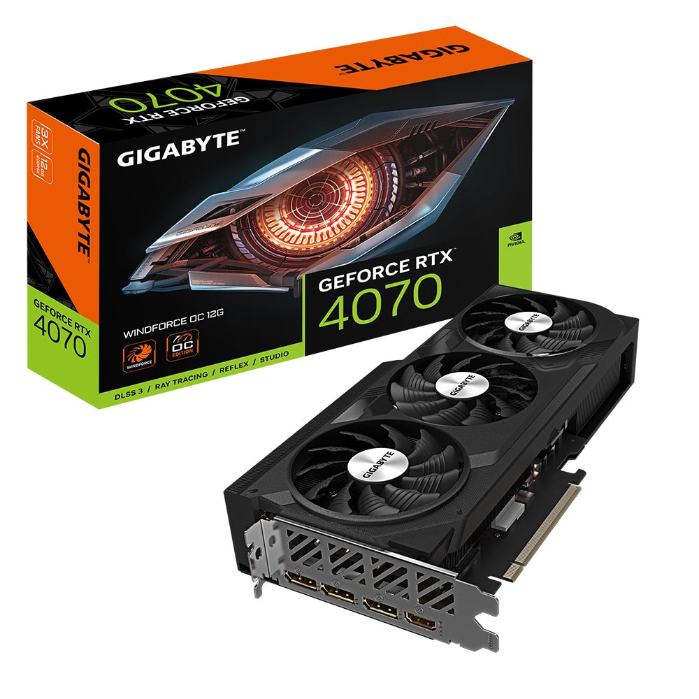 Gigabyte nVidia GeForce RTX 4070 WINDFORCE OC 12G GDDR6 Video Card, PCI-E 4.0, 2490MHz Core Clock, 3x DP 1.4a, 1x HDMI 2.1