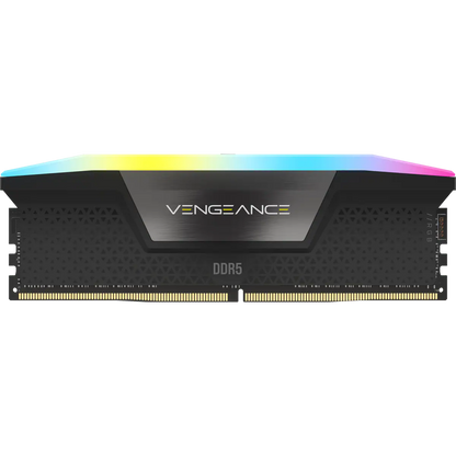 CORSAIR VENGEANCE RGB DDR5, 6200MHz 32GB 2x16GB DIMM, Unbuffered, 36-39-39-76, STD PMIC, XMP 3.0, Black Heatspreader, Black PCB, 1.3V