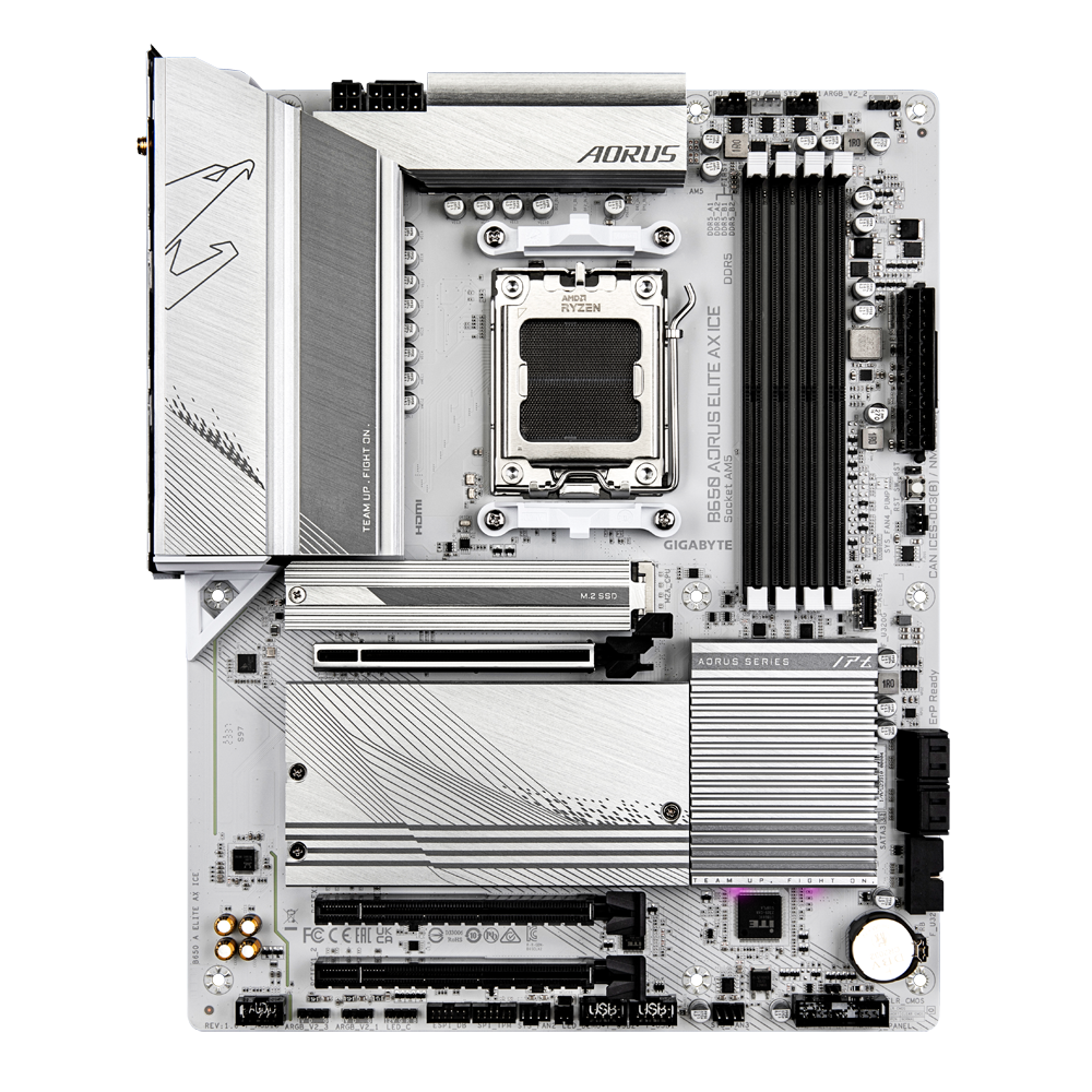 B650 AORUS ELITE AX ICE/AMD AM5/ATX/4x DDR5 up to 192GB/8000MHz/PCIe 4.0 x1 3.0 x1/M.2 x3