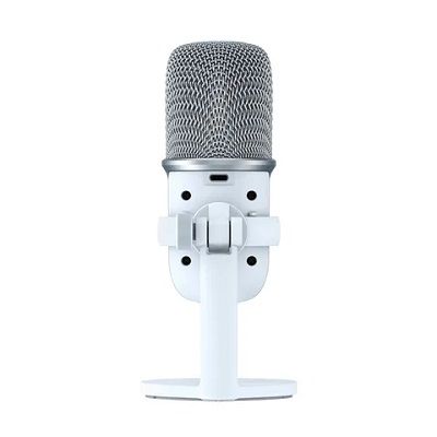 HyperX SoloCast - USB Gaming Microphone (White), Plug N Play audio recording with USB-C connection, Boom arm and mic stand threading