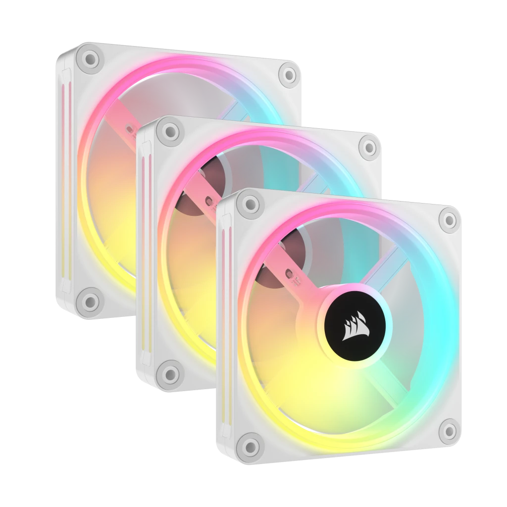 CORSAIR QX RGB Series, iCUE LINK QX120 RGB WHITE, 120mm Magnetic Dome RGB Fan, Starter Kit