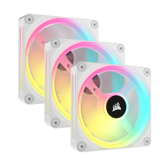 CORSAIR QX RGB Series, iCUE LINK QX120 RGB WHITE, 120mm Magnetic Dome RGB Fan, Starter Kit