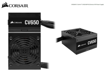 Corsair 650W CV650, 80+ Bronze Certified, up to 88% Efficiency, 125mm Compact Design, EPS 8PIN x 2, PCI-E x 2, ATX Power Supply, PSU Promo (LS)