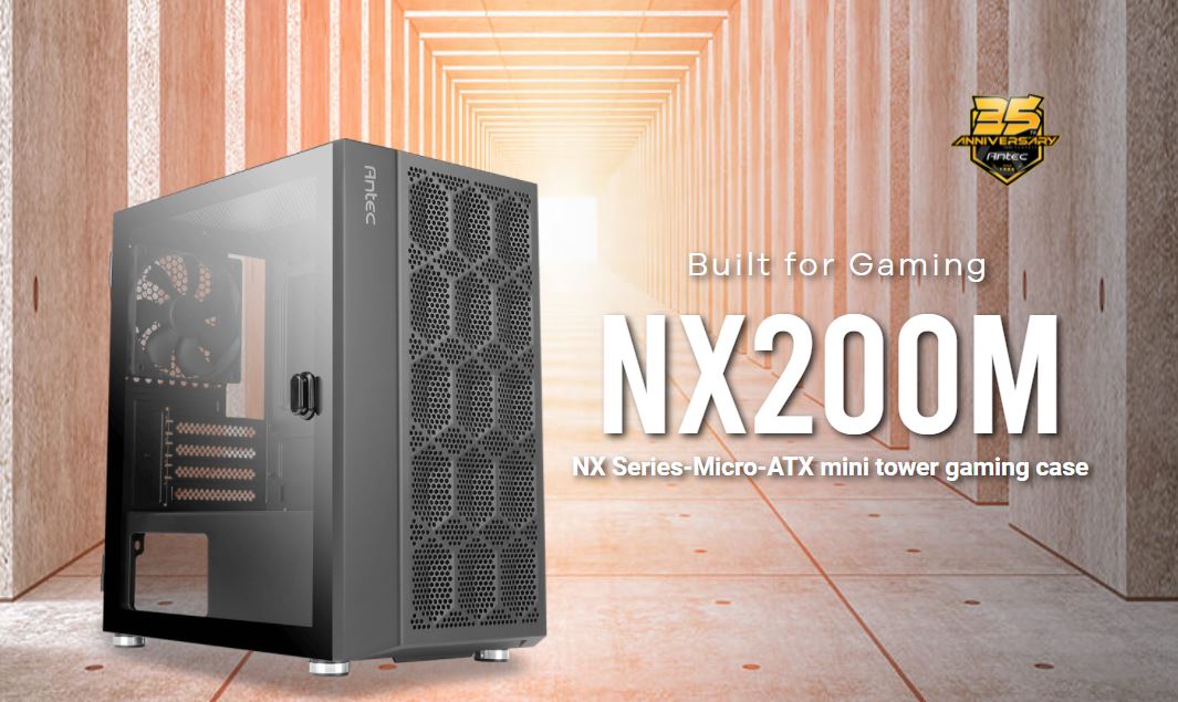 Antec NX200M m-ATX, ITX Case, Large Mesh Front for excellent cooling, Side Window, 1x 12CM Fan Included, Radiator 240mm. GPU 275mm (LS)