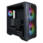 MasterCase HAF500, Mesh Front Panel, Dual 200mm ARGB Fans, Rotatable GPU Fan, USB 3.2 Gen 2 Type C Support, Screwless & Tool-Free TG Side Panel Design