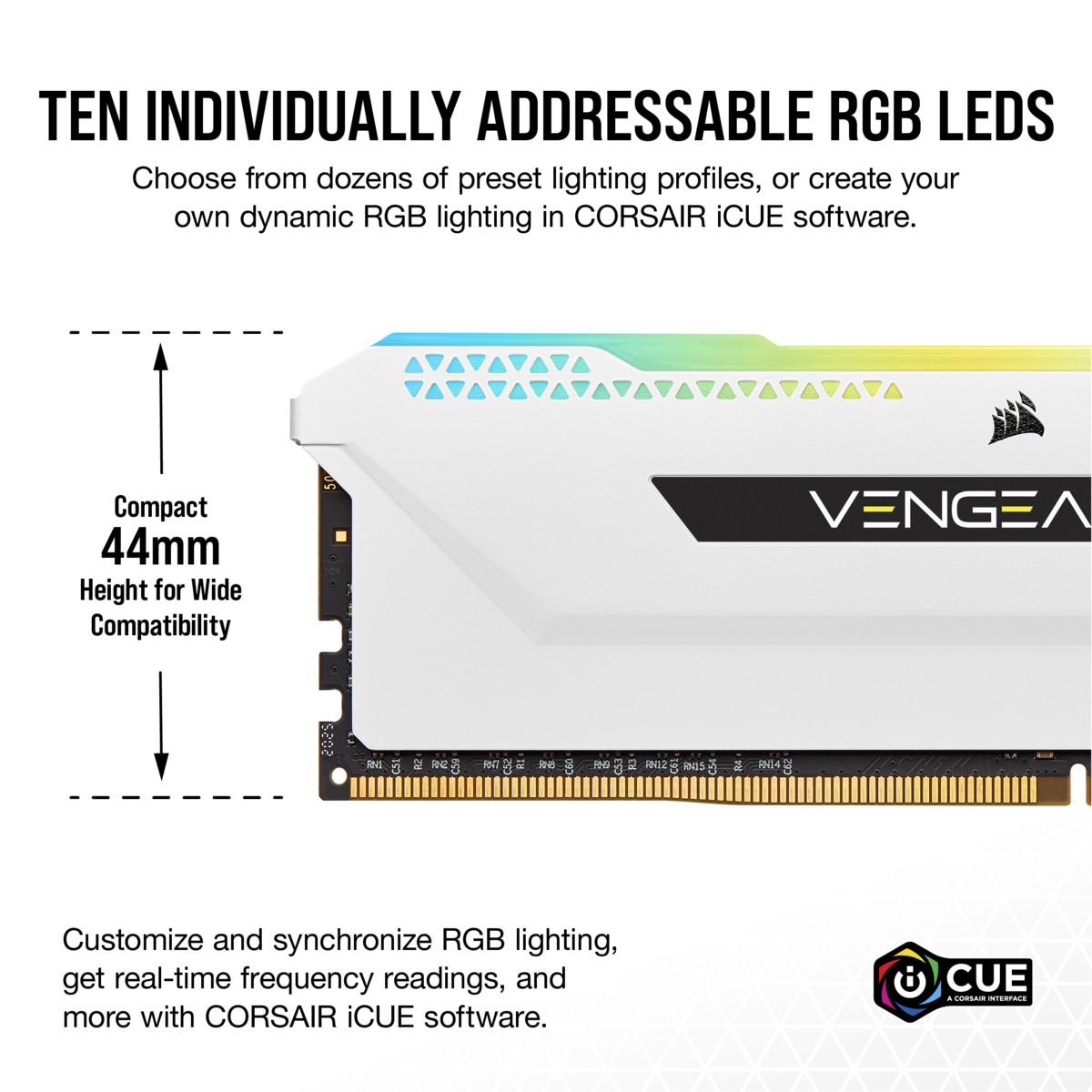 DDR4, 3600MHz 32GB 2x16GB DIMM, Unbuffered, 18-22-22-42, XMP 2.0, VENGEANCE RGB PRO SL White Heatspreader, RGB LED, 1.35V, for AMD Ryzen & Intel