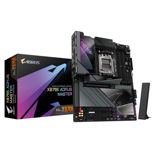 X870E AORUS MASTER; AMD X870E; AMD Socket AM5, support for: AMD Ryzen 9000/8000/7000;Integrated Graphics Processor with AMD Radeon Graphics support