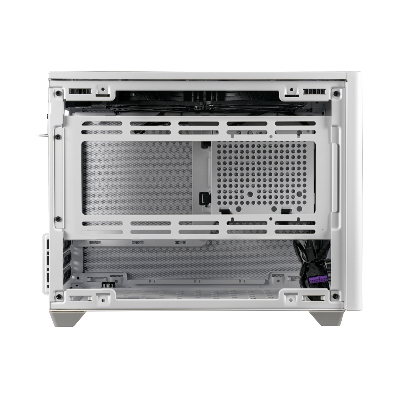 NR200P White V2, Mini-ITX, Tempered Glass Side Panel + Steel Side Panel, 100mm Riser Cable Included to support Vertical GPU installation, 2x 120mm fan