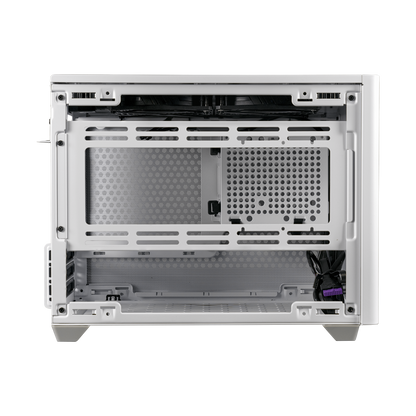 NR200P White V2, Mini-ITX, Tempered Glass Side Panel + Steel Side Panel, 100mm Riser Cable Included to support Vertical GPU installation, 2x 120mm fan