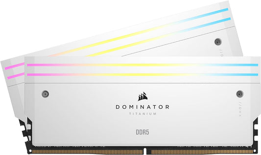 Corsair DOMINATOR® TITANIUM RGB 64GB (2x32GB) DDR5 DRAM 6000MT/s CL30 Intel XMP Memory Kit — White