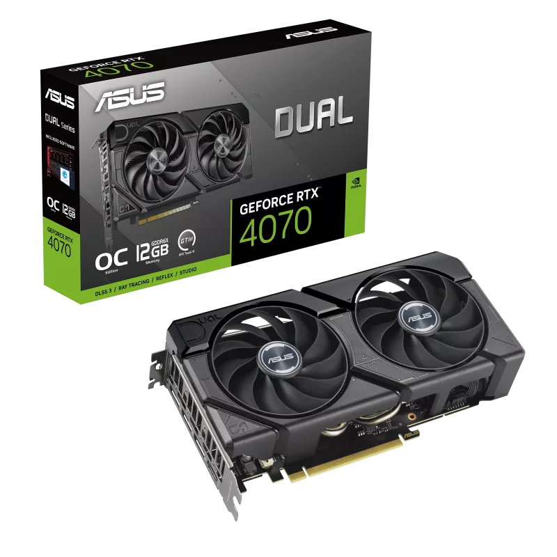 NVIDIA, RTX 4070 EVO OC, OC 2550 MHz, 12GB GDDR6X, 3xDP, 1xHDMI, 2xFans, 650W, 3 Years Warranty