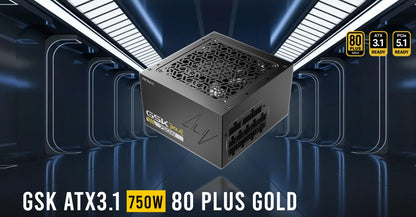 Antec GSK750 80+ Gold Fully Modular ATX 3.1, PCI-E 5.1 latest High Quality Japanese Capacitors, Ultimate performance and reliability, PSU