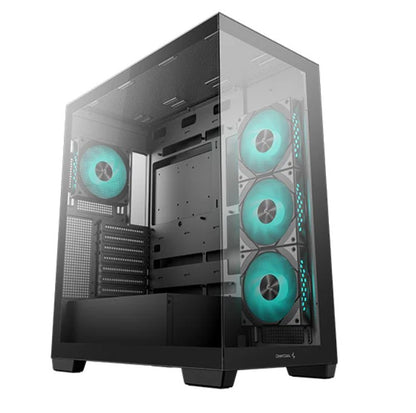 DeepCool G580 4F Panoramic ATX Mid-Tower Case, 4 x Pre Installed Fans Single Chamber, Support Up to 2x 360mm Radiators, Front 2x USB3.0