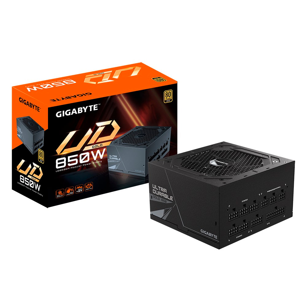 Gigabyte UD850GM 850W ATX PSU Power Supply  80+ Gold >90% 120mm Hydraulic Bearing(HYB)fan Black Flat Cables Single +12V Rail Japanese  >100K Hrs