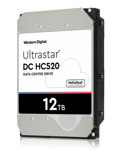 Western Digital WD 12TB Ultrastar DC HC520 Enterprise 3.5" Hard Drive, SATA III, 7200RPM, 256MB Cache, 512e, HelioSeal, CMR, 5y