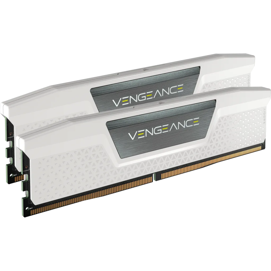 DDR5, 6000MT/s 64GB 2x32GB DIMM, Unbuffered, 40-40-40-77, Std PMIC, XMP 3.0, VENGEANCE DDR5 White Heatspreader, 1.35V