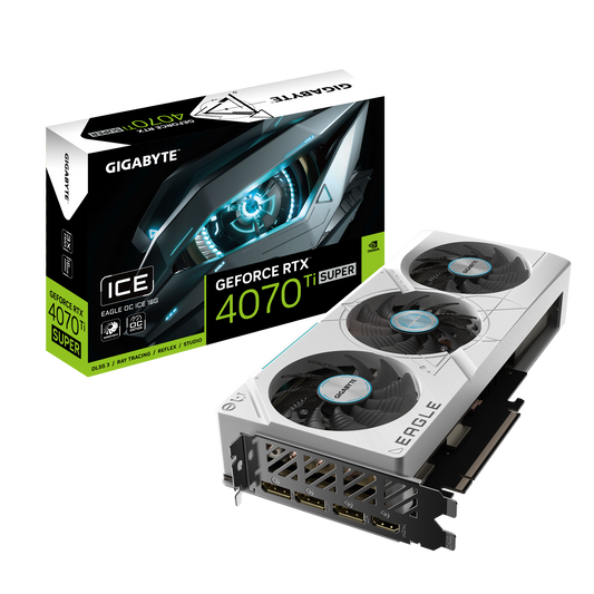 Nvidia GeForcGeForce RTX 4070 Ti SUPER EAGLE OC ICE 16G GDDR6X 256 bit/2640MHz/PCI-E 4.0/Max Res 7680x4320/3x DP 1.4a & 1x HDMI 2.1a