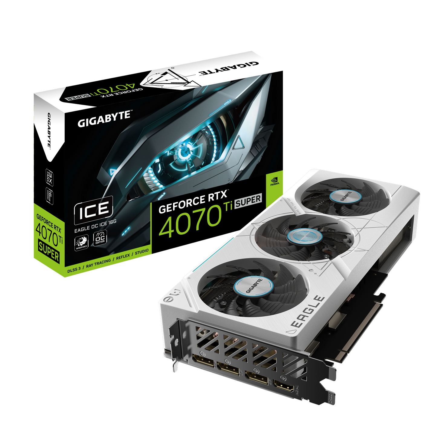 Nvidia GeForcGeForce RTX 4070 Ti SUPER EAGLE OC ICE 16G GDDR6X 256 bit/2640MHz/PCI-E 4.0/Max Res 7680x4320/3x DP 1.4a & 1x HDMI 2.1a