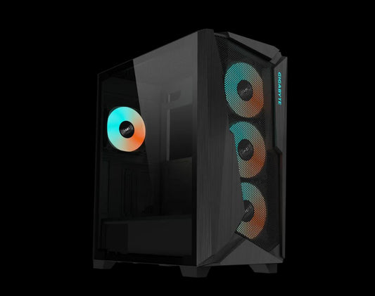 Gigabyte C301V2 RGB Tempered Glass E-ATX Black Mid Tower Gaming Chassis  2x3.5' 2x2.5' 2xUSB3.0 Detachable Dust Filter Liquid Cooling PSU Standard ATX