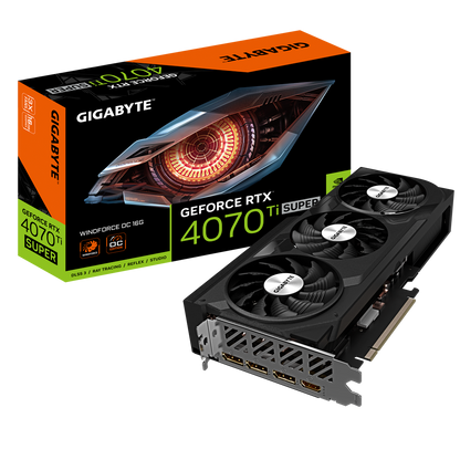 Nvidia GeForce RTX 4070 TI SUPER WINDFORCE OC 16G 256 bits/2625MHz/PCI-E 4.0/Max Res 7680x4320/3x DP 1.4a & 1x HDMI 2.1a