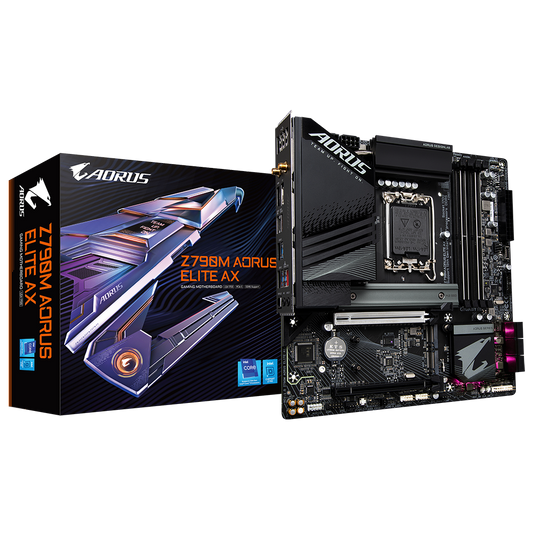 Z790M AORUS ELITE AX/INTEL LGA1700/MATX/4x DDR5 up to 192GB/7600MHz/PCIe 5.0 x1 4.0 x1/M.2 x3