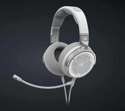 Corsair Virtuoso Pro White Natural Transparent Sound. Ultra Comfort, Open Back, Nvidia Broadcast, Uni-directional Microphone, 3.5mm. Headset,Headphone