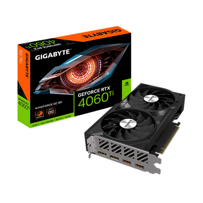 GeForce RTX 4060 Ti WINDFORCE OC V2 8G  GV-N406TWF2OCV2-8GD  NVIDIA  RTX 4060 TI/REV 1.0  PCI-E 4.0 x8/8 GB GDDR6/128 bit  DP*3/HDMI