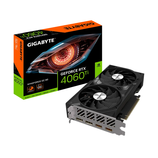 GeForce RTX 4060 Ti WINDFORCE OC V2 8G  GV-N406TWF2OCV2-8GD  NVIDIA  RTX 4060 TI/REV 1.0  PCI-E 4.0 x8/8 GB GDDR6/128 bit  DP*3/HDMI