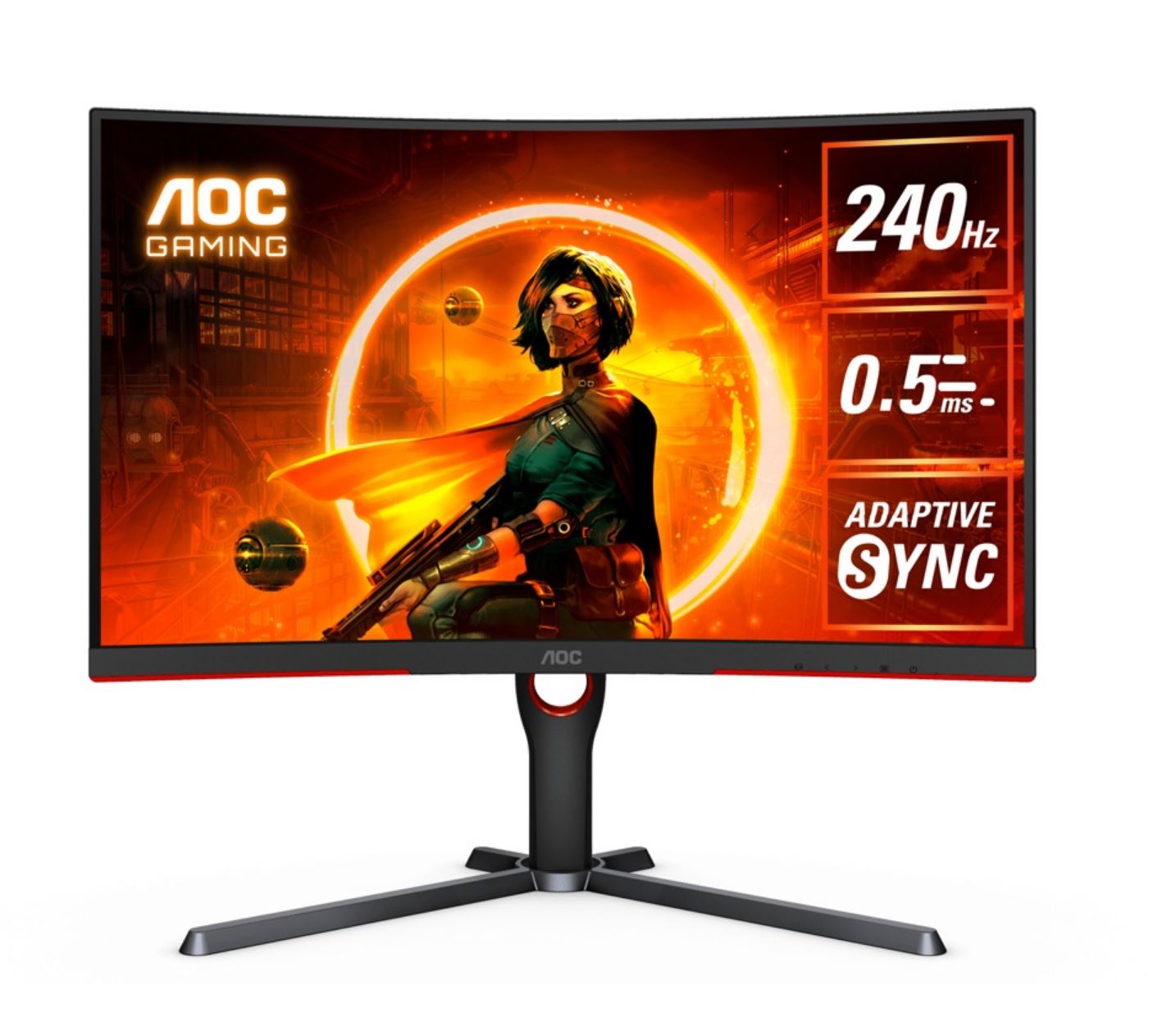 AOC 27' Curved QHD 2560x1440 0.5ms, 240hz Ultra Fast ,VA Curved 1000R, Free-Sync Premium, HDR Ready, E-sports, Gaming Monitor