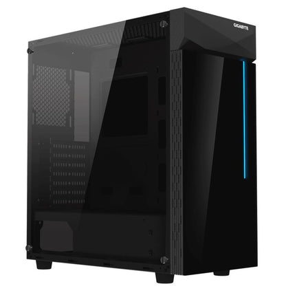 Gigabyte C200 RGB Tempered Glass ATX Mid-Tower PC Gaming Case 2x3.5' 2x2.5' 2xUSB3.0 Detachable Dust Filter Liquid Cooling PSU Shroud Design(BLACK)