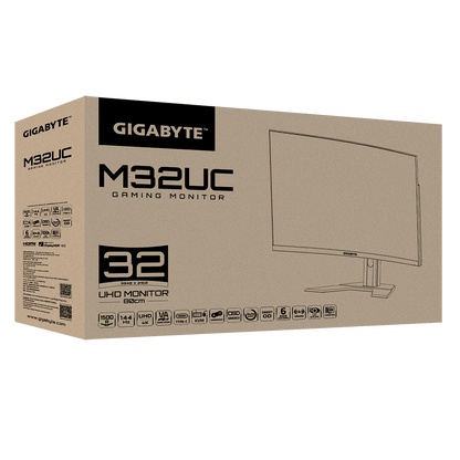 M32UC Gaming Monitor, 31.5 SS VA/3840 x 2160 (UHD)/8 bits/1ms MPRT/2ms GTG/144Hz/OC 160Hz/93% DCI-P3/123% sRGB/HDR400/HDMIx2 DPx1 USBCx1