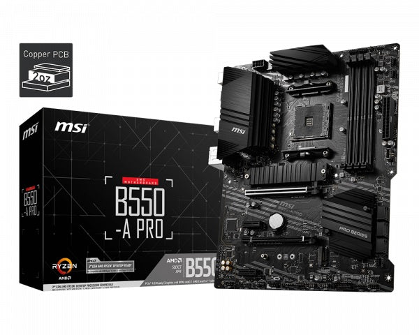 MSI B550-A PRO AM4 ATX MB 4xDDR4  2xPCIE 2xM.2 HDMI DP RAID LAN TPM 6xSATAIII 2xUSB3.2 8xUSB2.0