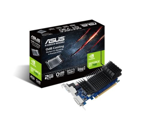 NVIDIA ASUS GeForce GT 730 2GB GDDR5 low profile graphics card for silent HTPC build (with I/O port brackets)