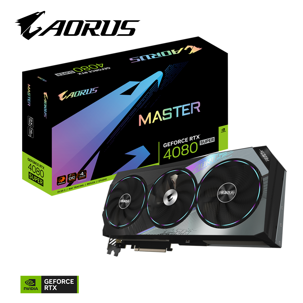 AORUS Nvidia GeForce RTX 4080 SUPER MASTER 16G GDDR6X 256 bit/2625MHz/PCI-E 4.0/Max Res 7680x4320/3x DP 1.4a & 1x HDMI 2.1a