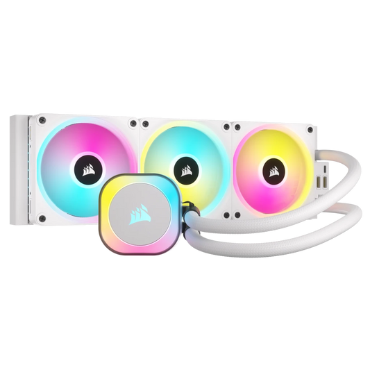 CORSAIR iCUE LINK H150i RGB Liquid CPU Cooler with QX120 RGB fans - White